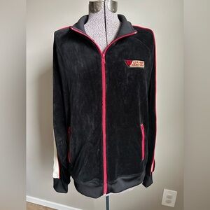 Vintage Guess Black and Red Men's velour tracksuit Jacket retro OG streetwear